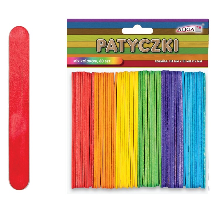 Set de 60 de batoane colorate, Aliga, Multicolor, 114x10x2mm