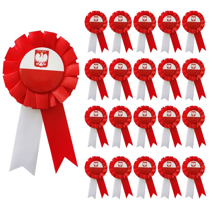 Set accesorii pentru petrecere, luka, KOTYLION, alb-rosu, 10 bucati