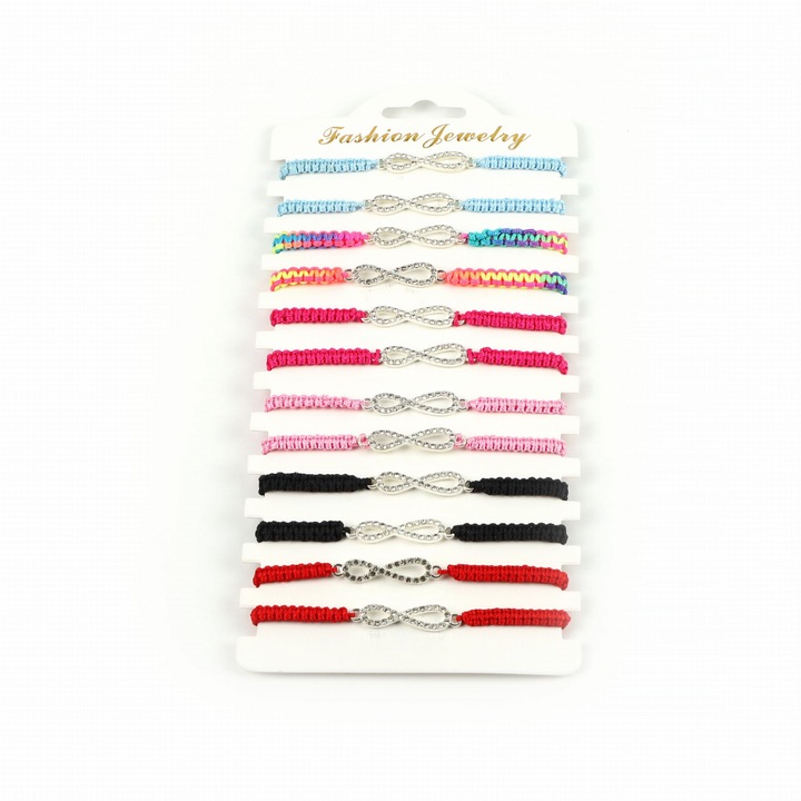 Set bratari infinit, Mat, Textil, 12 bucati