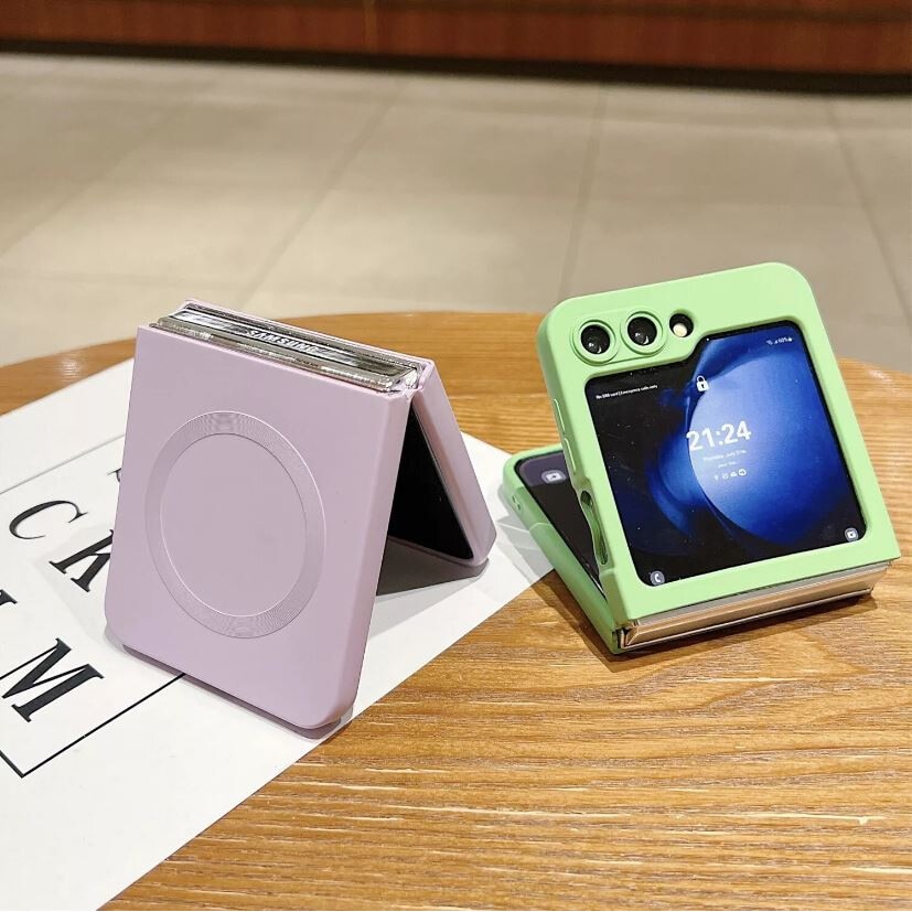 Husa Elite Matte, Magsafe, Pentru Samsung Galaxy Z Flip 6/Flip 7 FE, Antisoc, Protectie camera, Silicon moale, Verde Menta
