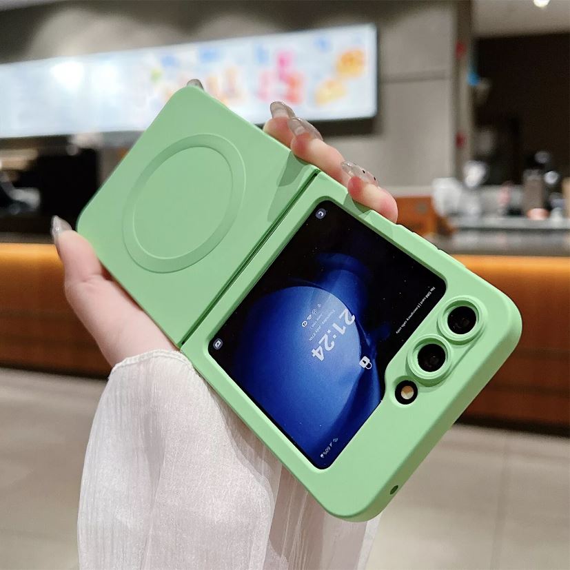 Husa Elite Matte, Magsafe, Pentru Samsung Galaxy Z Flip 6/Flip 7 FE, Antisoc, Protectie camera, Silicon moale, Verde Menta