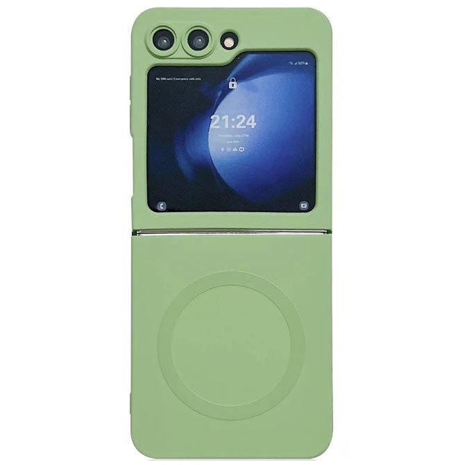 Husa Elite Matte, Magsafe, Pentru Samsung Galaxy Z Flip 6/Flip 7 FE, Antisoc, Protectie camera, Silicon moale, Verde Menta