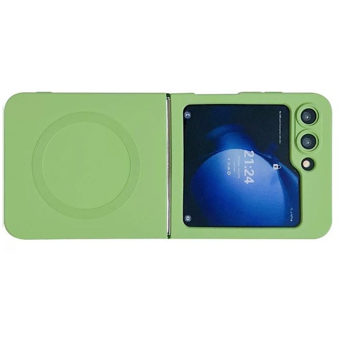 Husa Elite Matte, Magsafe, Pentru Samsung Galaxy Z Flip 6/Flip 7 FE, Antisoc, Protectie camera, Silicon moale, Verde Menta