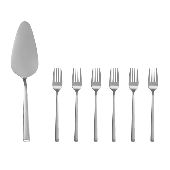 Set tacamuri inox servire desert, 7 piese, AMBITION Como Silver