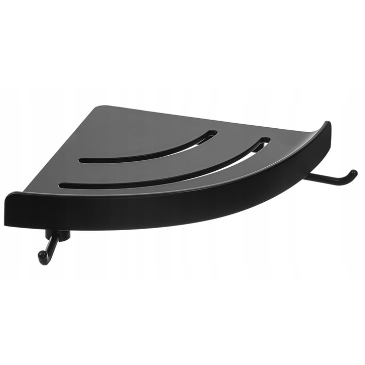 Raft pe colt baie, negru mat, ABS, 4,8x24,4x24,4 cm