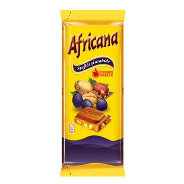 Pachet 24 x Ciocolata Africana stafide si arahide 80 g