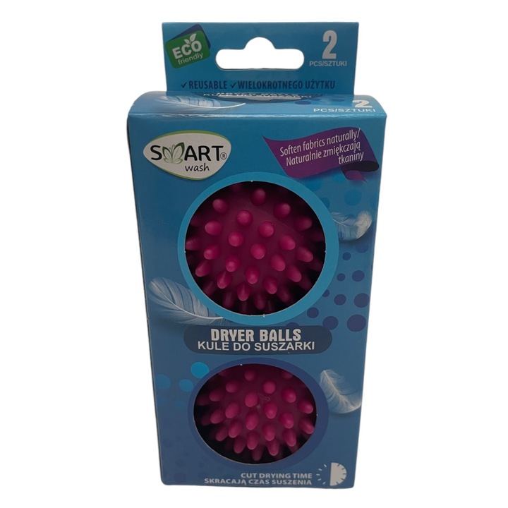 Set 2 bile pentru masina de spalat si uscator, uscarea mai rapida a hainelor, antistatice, reutilizabile, rosu