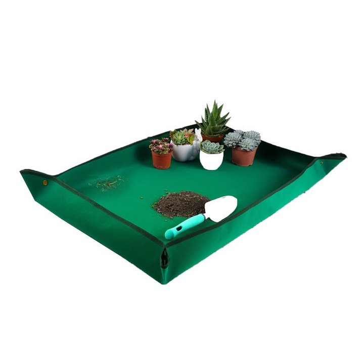 Szőnyeg növények átültetéséhez, oxford kendő, 74x74cm, könnyen tisztítható, zöld