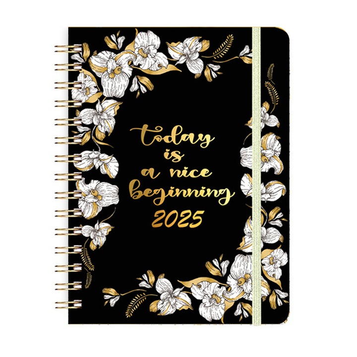 Agenda 2025, havi címkékkel, 215 x 155 mm, fekete