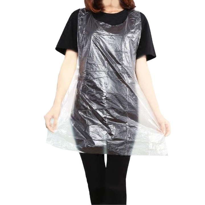 Set 80 Sort De Bucatarie, Hggzeg, Unica folosinta, Bretele laterale reglabile, Rezistent la apa si ulei, Pentru gatit in bucatarie, pictura, PE, 60x95cm, Alb