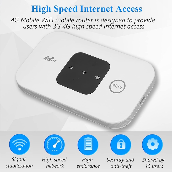 Modem Cu Sim Modem WiFi 4G, Hggzeg, 150Mbps, Cu baterie, slot pentru cartela SIM ...