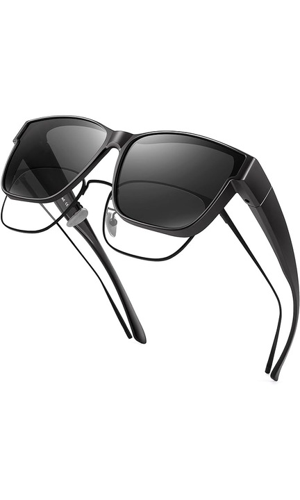 Поляризирани слънчеви очила, унисекс, пластмасови, черни, универсален размер, пасват върху очила