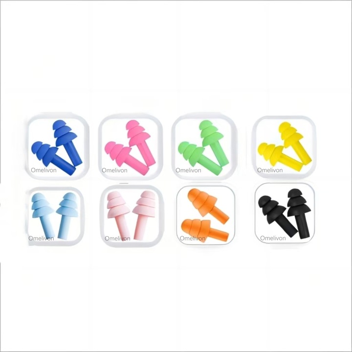 Set 8 perechi Dopuri de urechi, Omelivon®,8 culori,3 straturi de izolare fonica, material siliconic, impermeabil, 33dB SNR, anularea zgomotului, pentru somn, inot, calatorii