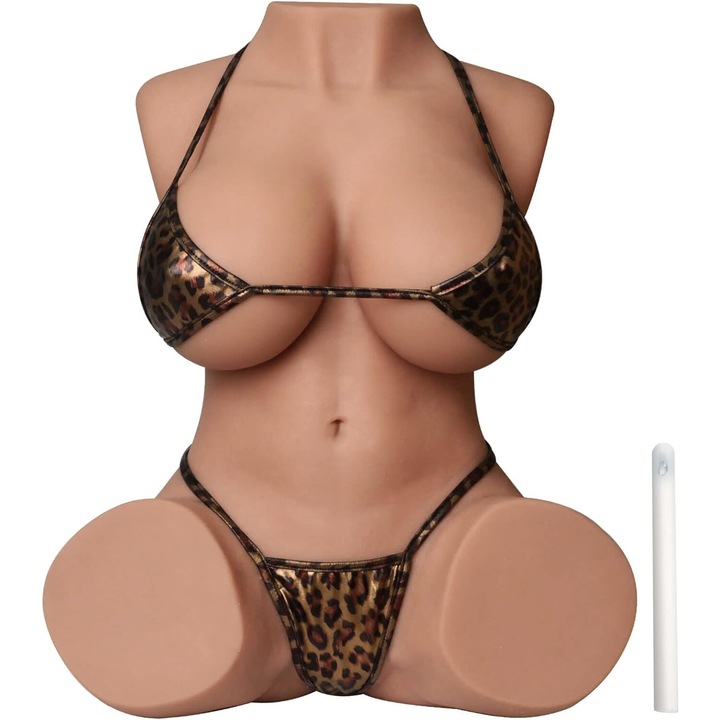 Секс кукла, Торс на жена, TPE, 3D вагинален и анален канал, Големи и меки гърди, 50*36.5*23 см, 13.5 кг, Кафяв