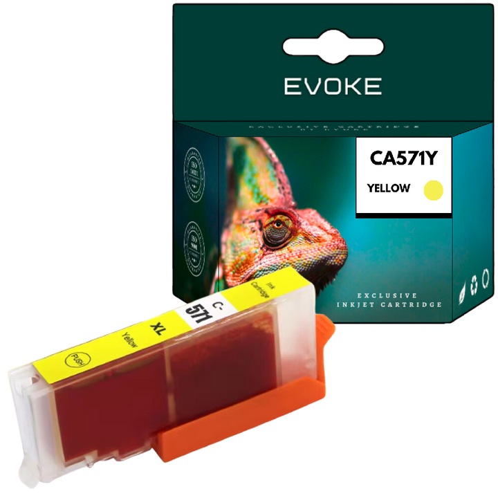 Canon 571Y nyomtató tintapatron sárga, 12 ml, 760 oldal, 0334C001 / CLI571YXL / CLI571Y, kompatibilis az MG5750 MG6850 MG7750 MG7750 XL nyomtatóval