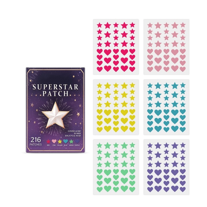 Plasture Star Acnee, Contine acid salicilic si arbore de ceai pentru vindecare, multicolor, 216 tablete