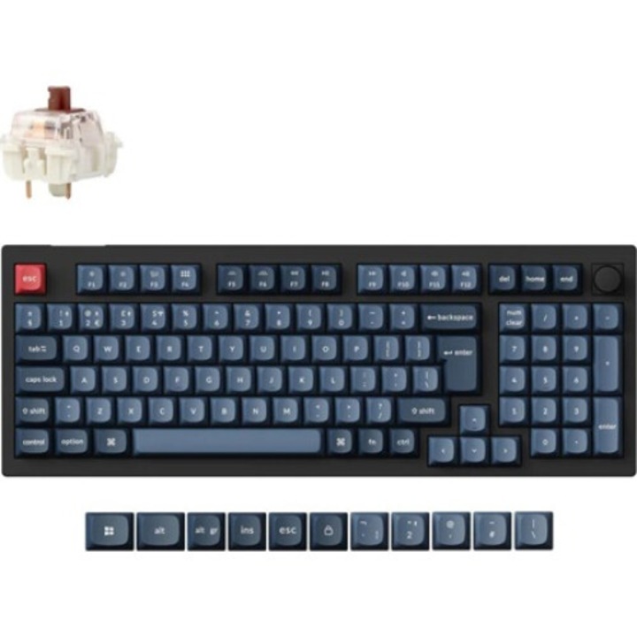 Keychron V5 Max Bluetooth / vezeték nélküli / USB-C magyar Gateron Jupiter Brown félmechanikus billentyűzet, fekete