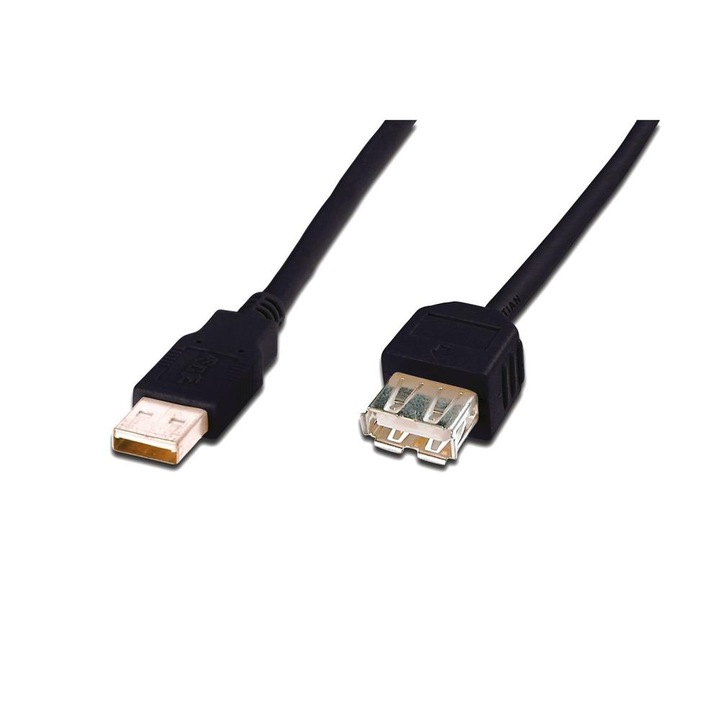 Удължителен кабел, Assmann, USB 2.0, тип A, 3 м, черен