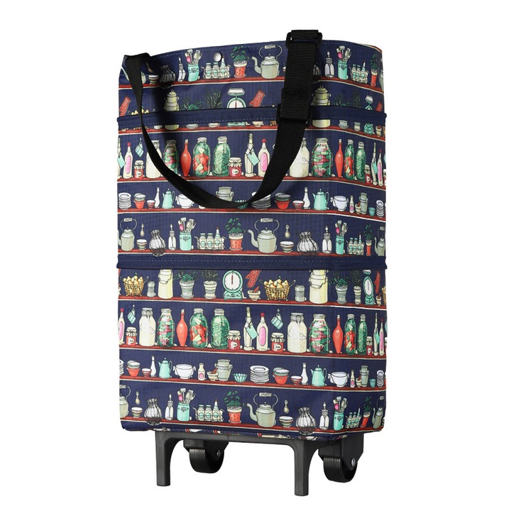 Összecsukható bevásárlókocsi, tárolódoboz, hordozható kivitel, tartós anyag, 30x45cm