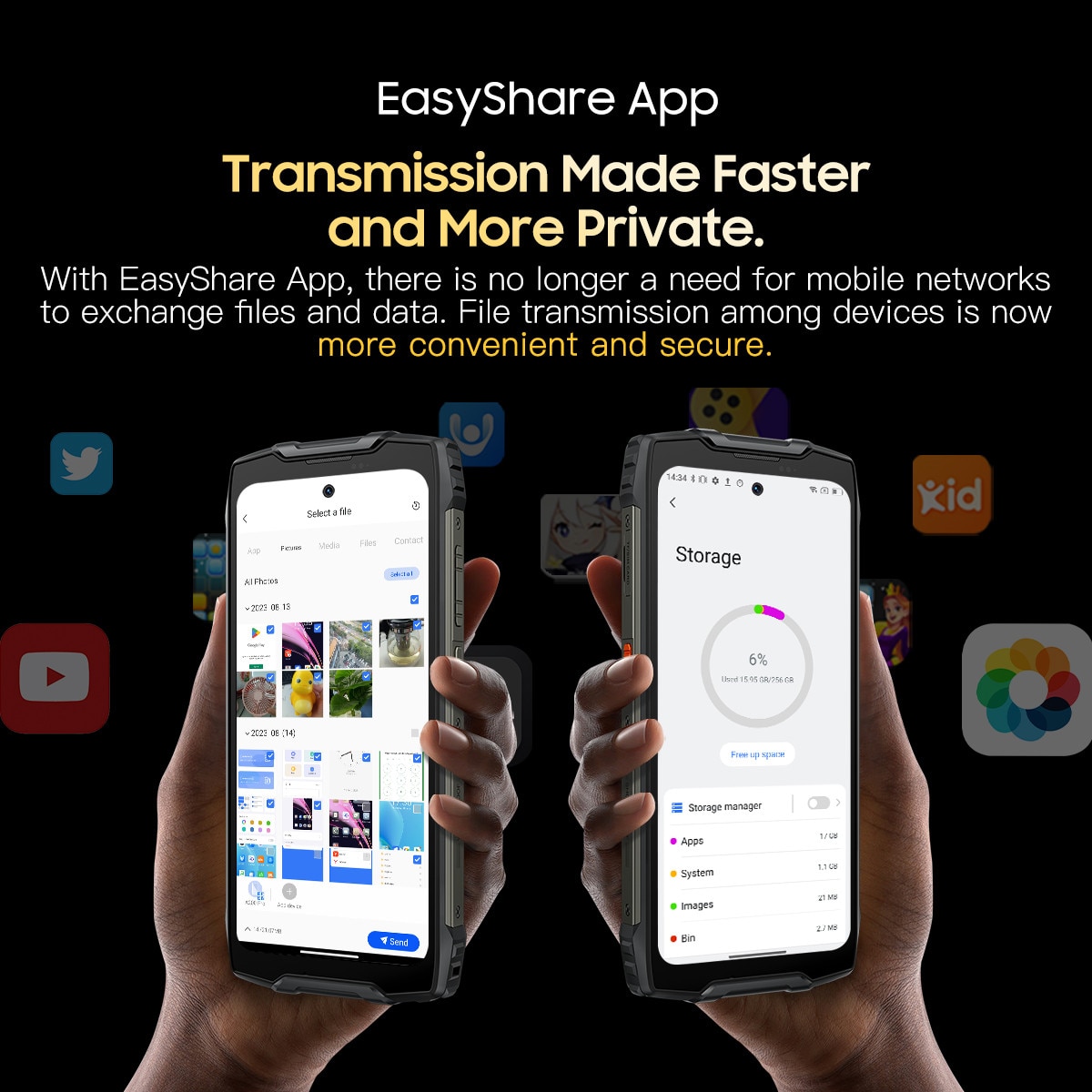 Telefon mobil Blackview BV9300 Pro, 24GB Ram(12GB+12GB extensibili), 256GB Rom, 15080mAh, Ecran dublu 6.7", Afisator de ceas, Android 13, Caracteristici faciale/NFC/amprente digitale, Portocaliu