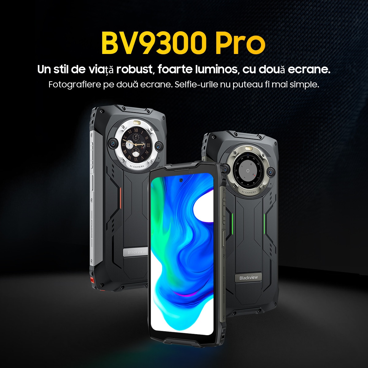 Telefon mobil Blackview BV9300 Pro, 36GB Ram(12GB+24GB extensibili), 256GB Rom, 15080mAh, Ecran dublu 6.7", Afisator de ceas, Android 13, Caracteristici faciale/NFC/amprente digitale, Verde