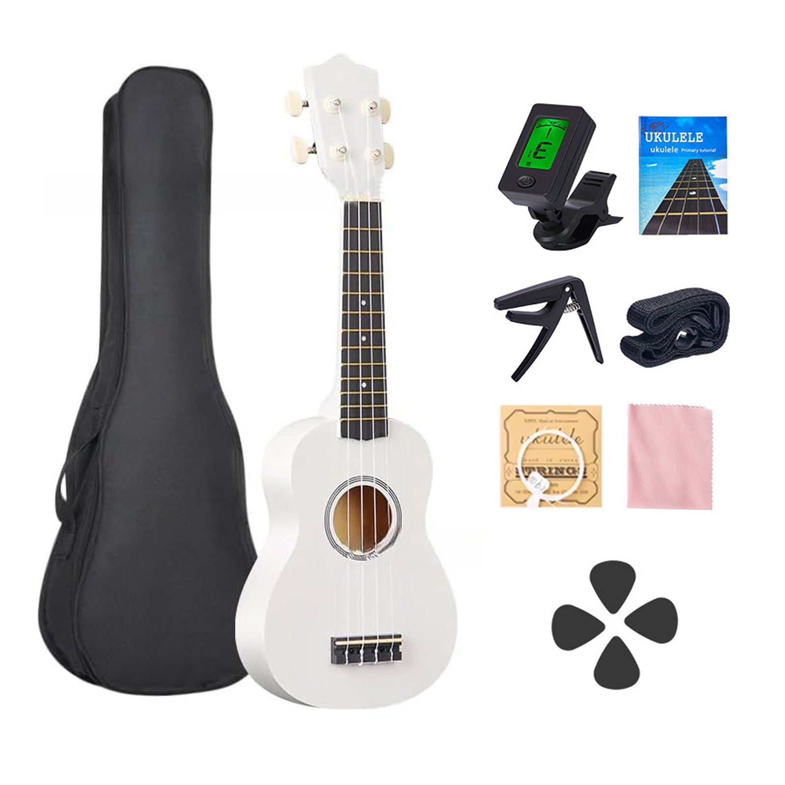 Set Ukulele, SINBINTA, Cu geanta de transport, Curea, Corzi de