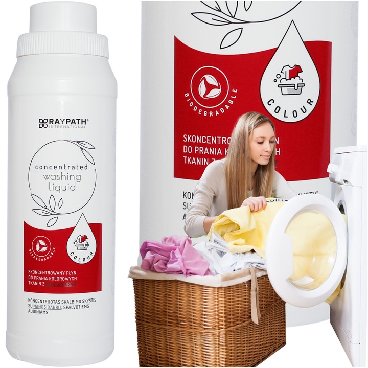 Folyékony mosószer ruhákhoz, Raypath, színes szövetmosás, nanoezüst, antibakteriális, ökológiai, 500 ml