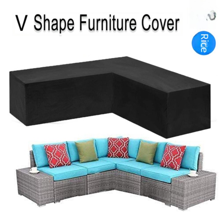 Husa mobilier exterior, Gigicial, canapea colt V, material durabil, protectie impotriva intemperiilor, 200x250cm