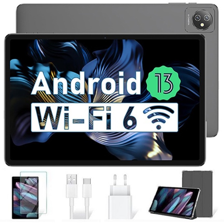 WiFi таблет Blackview Tab 70, 10.1 инча, Android 14, 2.4G+5G WiFi 6, RAM 12GB, ROM 64GB-SD 1TB, 6580mAh, сив