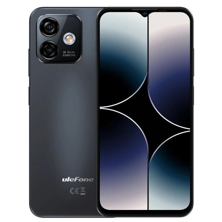 Мобилен телефон Ulefone Note 16 Pro, процесор Unisoc T606, IPS LCD сензорен екран 6.52", 8GB RAM, 256GB Flash, двойна камера 50+2MP, Wi-Fi, 4G, Dual Sim, Android Black