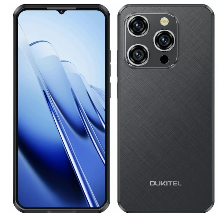 Telefon Mobil Oukitel WP52, Procesor Mediatek Dimensity 6100+ Octa-Core, IPS LCD Capacitive touchscreen 6.6", 4GB RAM, 256GB Flash, Camera Tripla 48 + 2 + 0.3 MP, 5G, Wi-Fi, Dual SIM, Android Negru