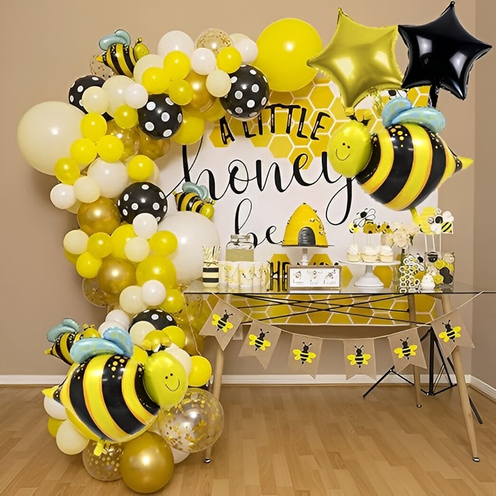 Original - Balon din Protectie ecran Metalizata, Southern Sky, Mini Figurine, Model Albinuta, 36x42cm, Ambalaj Individual, Pai Inclus, Umflare cu Aer sau Heliu, Multicolor