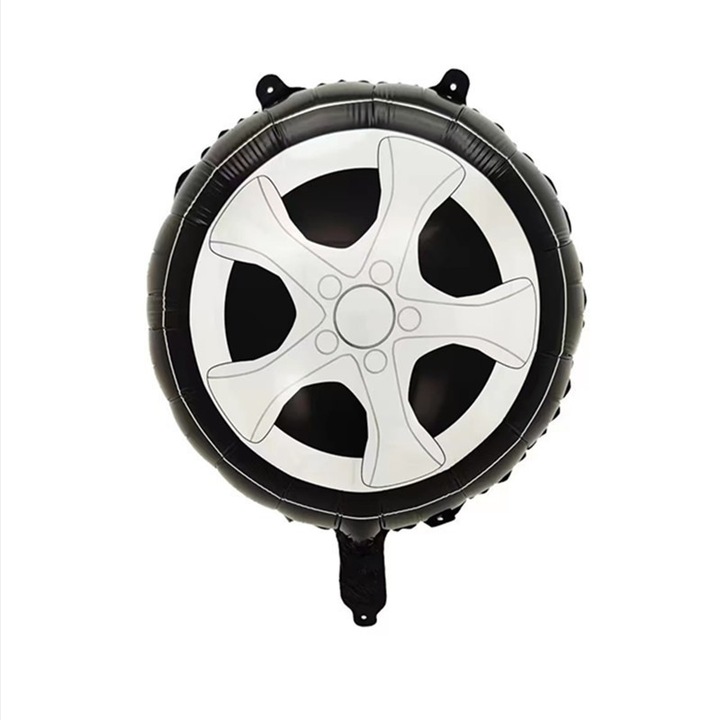 Set 2 Baloane din Pelicula protectie Metalizata, Southern Sky, Figurine Roti, Model Masini, 75-80 cm cm, Ambalaj Individual, Pai Inclus, Umflare cu Aer sau Heliu, Negru