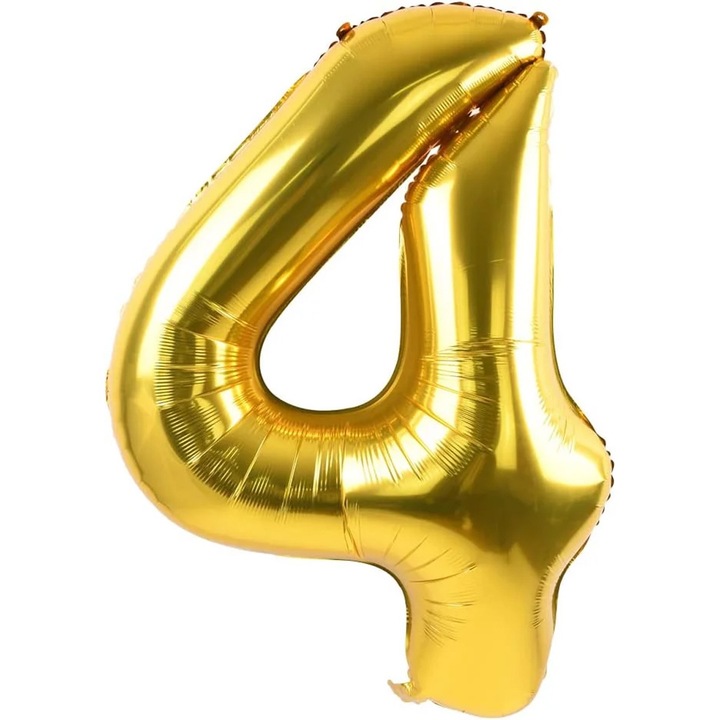 Balon folie in forma de cifra, Auriu, 40 cm, Cifra 4