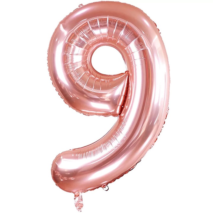 Balon folie in forma de cifra, Rose Gold, 40 cm, Cifra 9