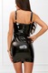 Rochie creion din latex pentru femei, mini sexy din latex, neagra, marimea L