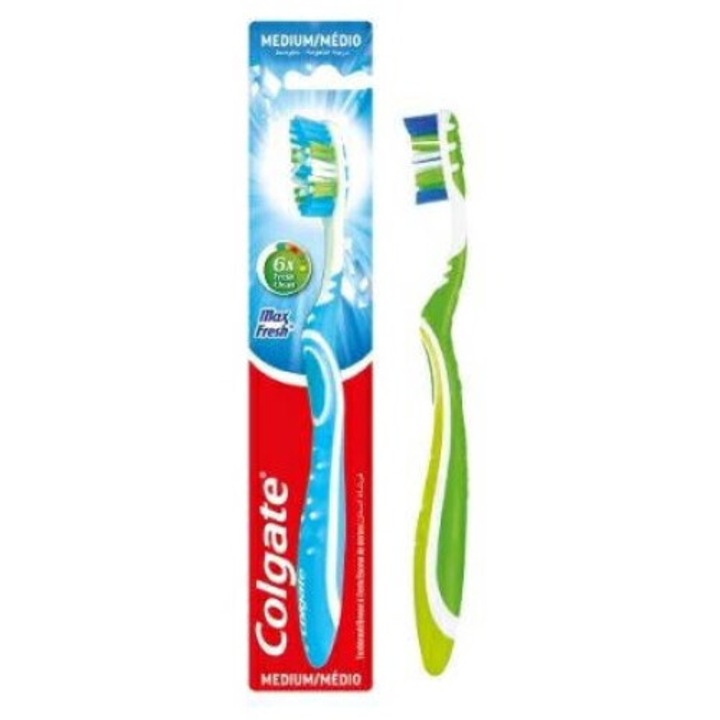 Periuta de dinti Colgate Max Fresh, medie, curatare limba, culoare aleatorie