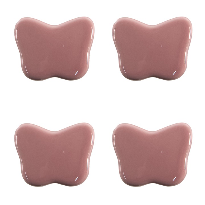 Set 4 butoni mobilier ceramica roz Fluturasi 4x3 cm