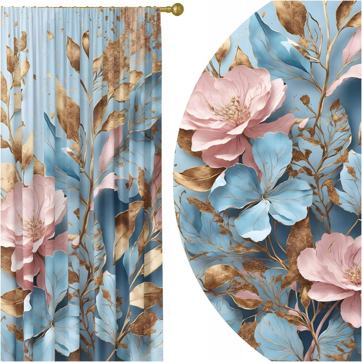 Draperie gata confectionat, HomeView, ZAS270, 100% Poliester, 180g/m2, Simpla, Multicolor, 140x250 cm