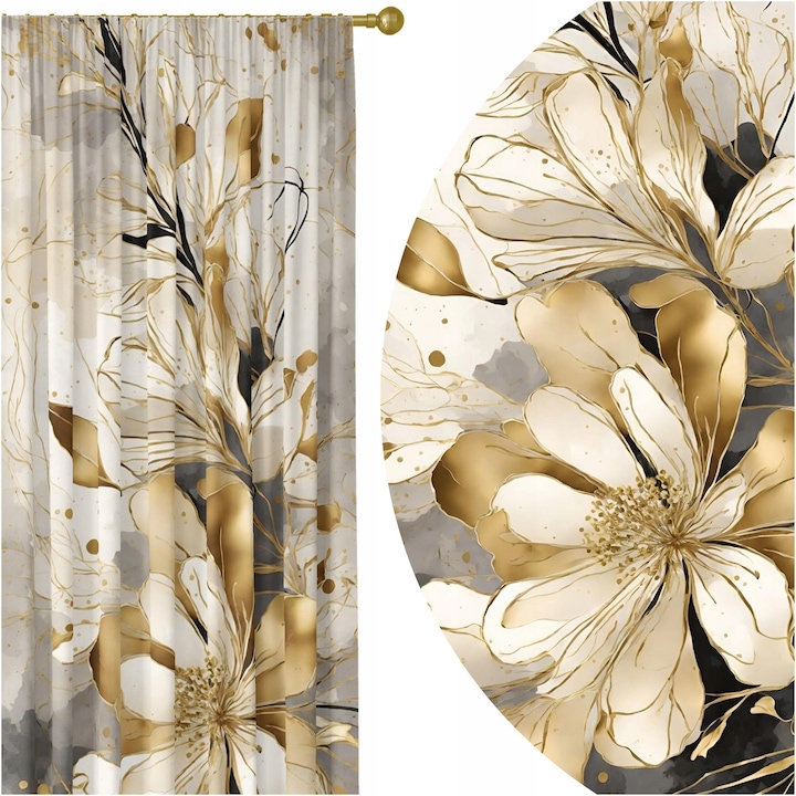 Draperie gata confectionat, HomeView, ZAS227, 100% Poliester, 180g/m2, Simpla, Multicolor, 140x250 cm