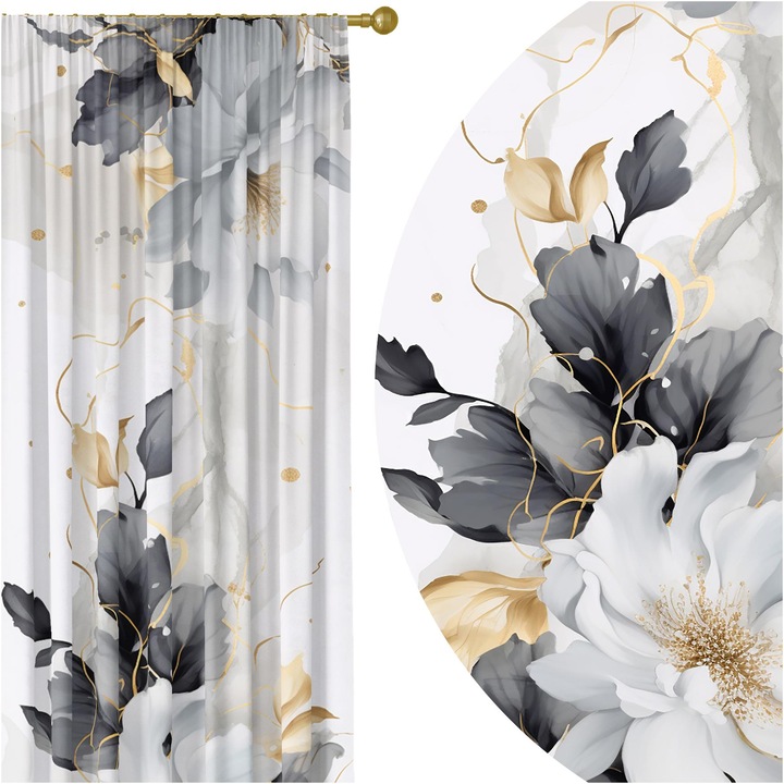 Draperie gata confectionat, HomeView, ZAS225, 100% Poliester, 180g/m2, Simpla, Multicolor, 140x250 cm