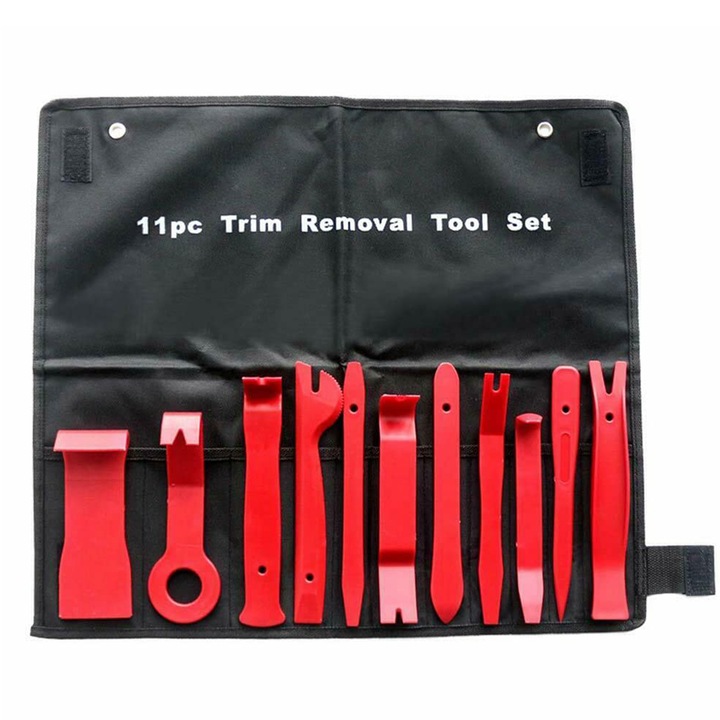 Kit scule demontare auto, 11 piese, pentru accesorii interioare, cu geanta de depozitare, nylon rezistent