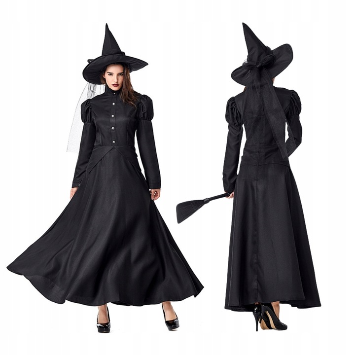 Costum, Korbi, Pentru Femei, Vrajitoare, Textil, Negru