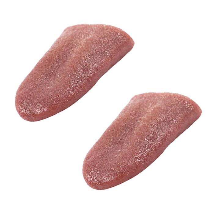 Set limba falsa pentru costum Halloween, JENUOS®, 2 bucati, Poate fi intins la 30 cm, 40g, Silicon, Recuzita magica de aproape, Maro
