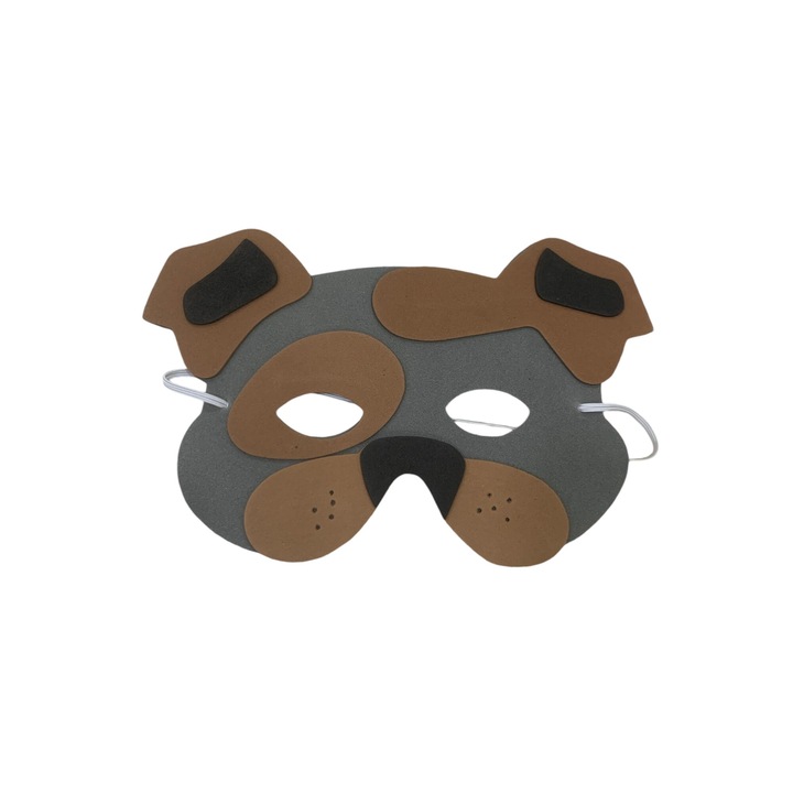 Masca model caine, din spuma moale, maro cu gri, marime universala