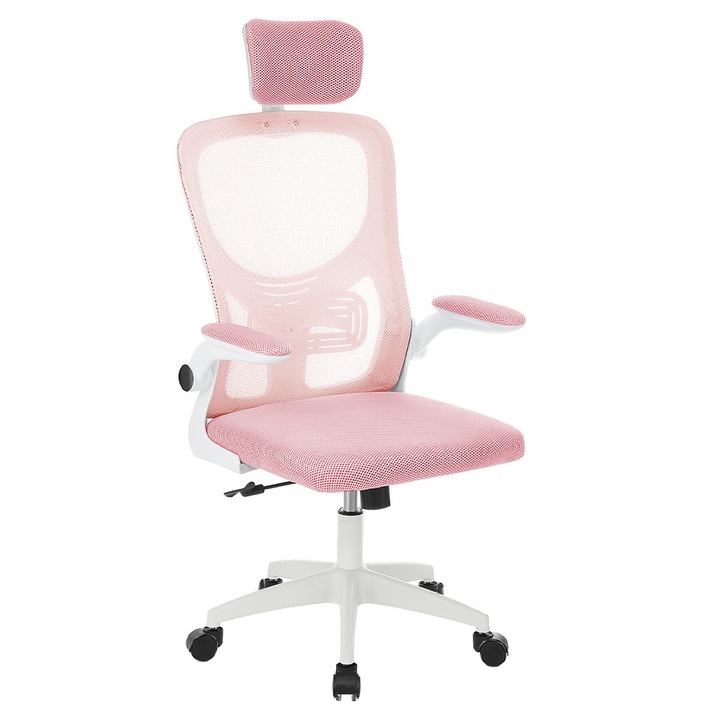 Timeless Tools ergonomikus irodai szék deréktámasszal, fejtámlával, rózsaszín