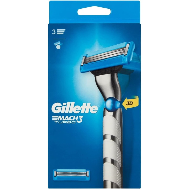 Aparat de ras pentru barbati Gillette Mach3 Turbo - cu 2 rezerve