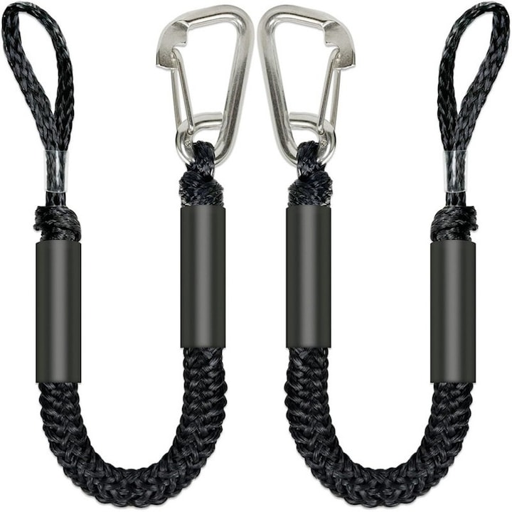 Set 2 Cabluri Acostare pentru Ambarcatiuni, Shengji, Inox/Polietilena, Flotabil, Negru