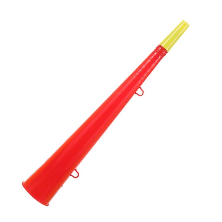 Клаксон Dalimag Vuvuzela Horn Simple, За партита и поддръжници, Стадион, Рали, С връв, Червен, 36 см