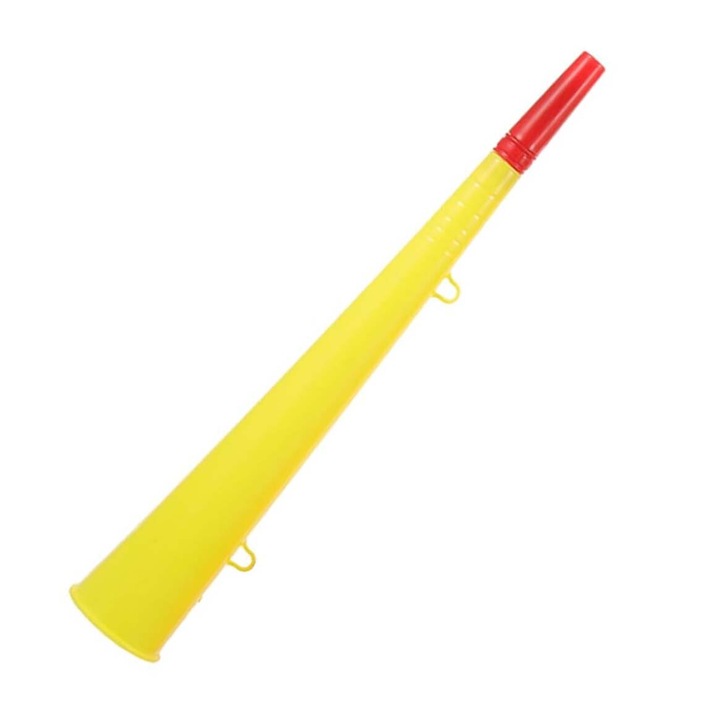 Vuvuzela Horn Simple, За партита и поддръжници, Стадион, Рали, С връв, Жълт, 36 см, Dalimag